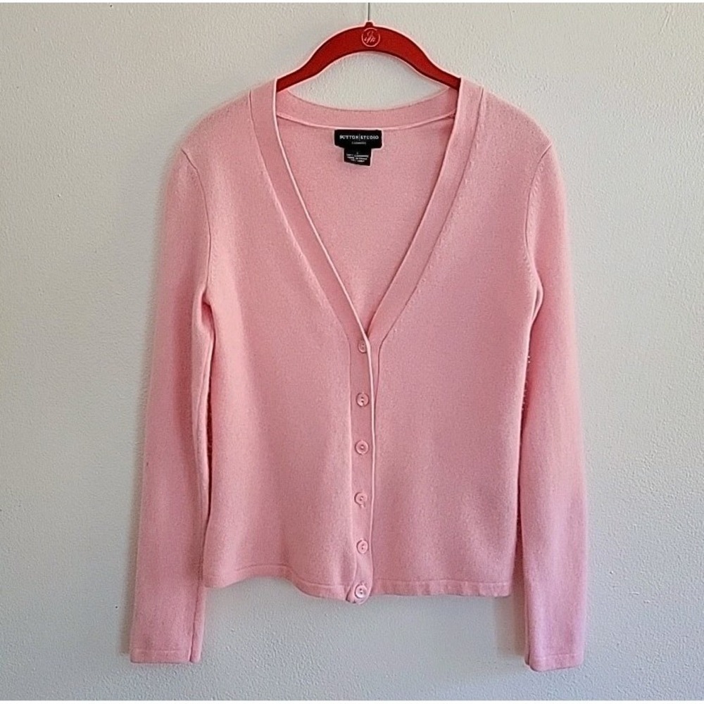 Sutton Studio Cashmere Cardigan Sweater Small Pink Button Up Coquette Preppy‎